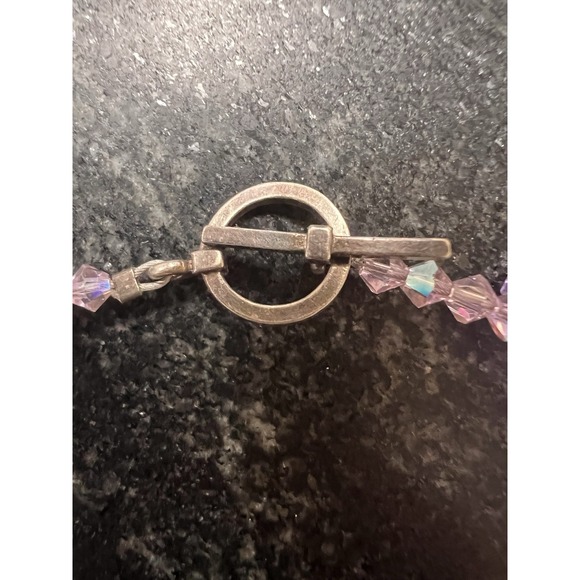 Handcrafted Artisan Purple Glass Beaded Necklace With Hand‎ blown Glass Flowers - Picture 4 of 8